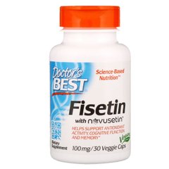 Підтримка Мозку, Фісетін, Fisetin with Novusetin, Doctor's Best, 100 мг, 30 капсул