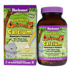 Кальций Магний & Витамин D3 для Детей, Rainforest Animalz, Bluebonnet Nutrition, Вкус Ванили, 90 жевательных