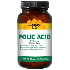 Фолиевая кислота Country Life Folic Acid 800 mcg 250 таблеток