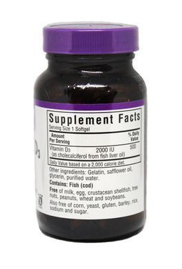 Витамин D3 2000IU, Bluebonnet Nutrition, 100 желатиновых капсул