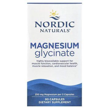 Магний глицинат, 250 мг на порцию, Magnesium Glycinate, Nordic Naturals, 90 капсул