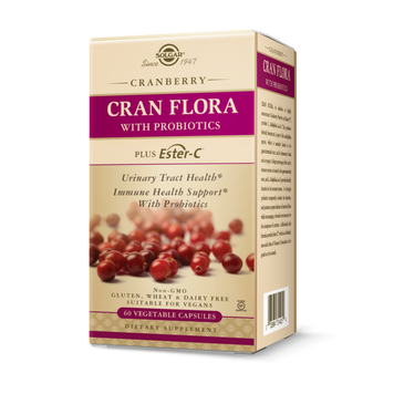 Журавлина з Пробіотикиами, Cran Flora, Solgar, 60 капсул