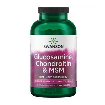 Глюкозамін Хондроїтин та МСМ Swanson Glucosamine Chondroitin & Msm Higher Strength 240 Таблеток