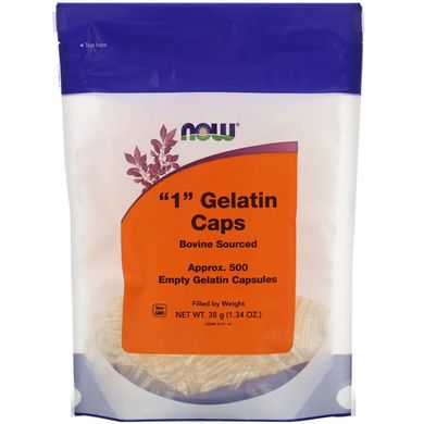 Желатиновые капсулы размер "1" Now Foods (Gelatin Empty Capsules '1' Size) 500 пустых желатиновых капсул