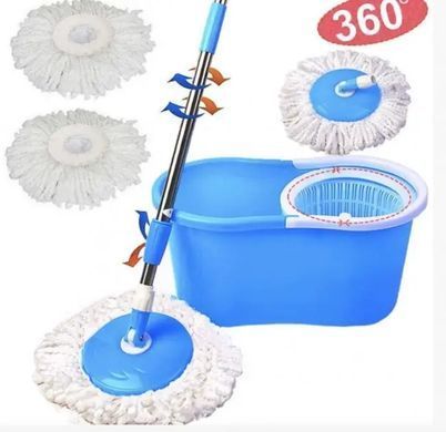 Турбо-швабра с ведром и отжимом 360&deg; Spin Mop телескопическая ручка 77&ndash;115 см 10 л микрофибра