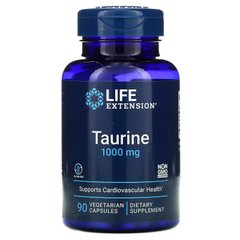 Таурин, Taurine, Life Extension, 1000 мг, 90 вегетарианских капсул