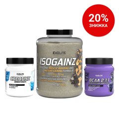 Набір Iso Gainz 4 kg chocolate + Creatine Monohydrate 500 g unflavoured + BCAA 2:1:1 400 g black currant