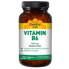 Вітамін Б 6 Country Life Vitamin B6 100 mg 100 таблеток