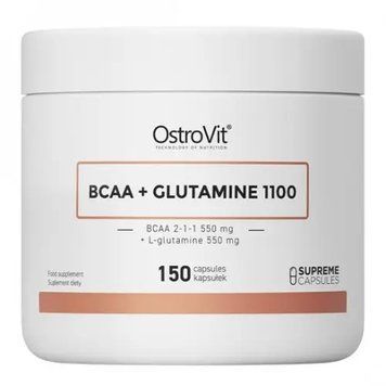 Аминокислота BCAA+ глютамин, BCAA+GLUTAMINE, OstroVit, 5500 мг, 150 капсул