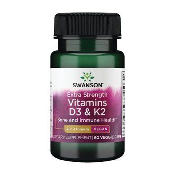 Вітамін Д3 + К2 Swanson Extra Strength D3 & K2 5000 Iu & 100mcg 60 вег. капсул