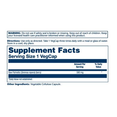 Со Пальметто Solaray Saw Palmetto Berry 580mg 50 вег. капсул