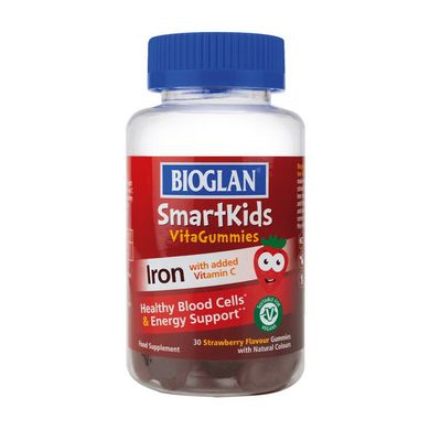 Железо для детей Bioglan Smartkids Iron + Vitamin C 30 жевательных конфет strawberry
