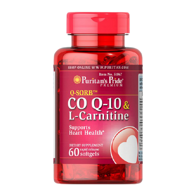 Коэнзим Q10 Puritan's Pride Q-SORB CoQ-10 30 mg plus L-Carnitine 250 mg 60 капсул