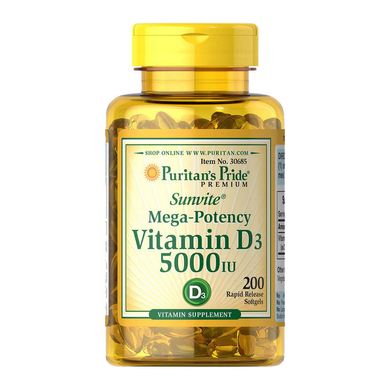 Вітамін Д3 Puritan's Pride Vitamin D3 125 mcg (200 капс)