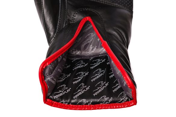 Боксерские перчатки PowerPlay 3022 A черно-красные [натуральная кожа] 14 унций