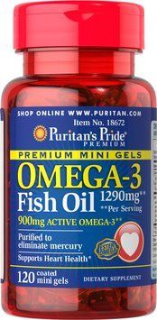 Омега 3 Puritan's Pride Omega-3 Fish Oil 645 mg 120 капсул