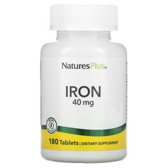 Железо, 40 мг, Iron, Natures Plus, 180 таблеток