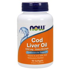 Рыбий жир печени трески Now Foods Cod Liver Oil 90 капс омега 3