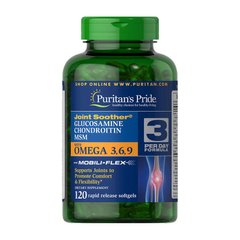 Глюкозамін хондроїтин МСМ Puritan's Pride Joint Soother Gl-Ch-MSM with Omega 3,6,9 120 softgels