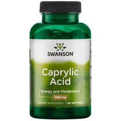 Каприловая кислота Swanson Caprylic Acir 600mg 60 капсул