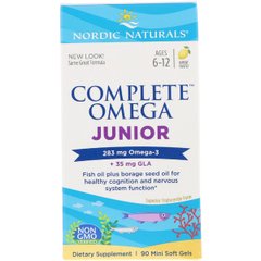 Риб'ячий Жир для Підлітків, Смак Лимона, Complete Omega Junior, Nordic Naturals, 283 мг, 90 капсул