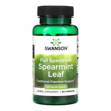 Листья мяты Swanson Full Spectrum Spearmint Leaf 400mg 60 капсулы