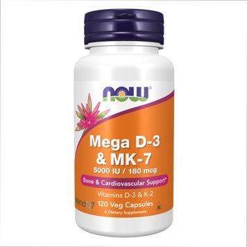 Вітамін Д3 і МК-7 Now Foods MEGA D-3 & MK-7 120 вег. капсул