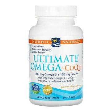 Рыбий жир + Коэнзим Q10, 1000 мг, Nordic Naturals, Ultimate Omega + CoQ10, 120 капсул