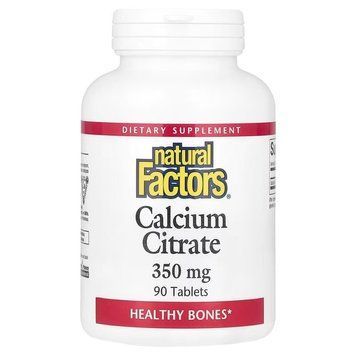 Кальций цитрат, 350 мг, Calcium Citrate, Natural Factors, 90 таблеток