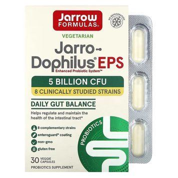 Пробіотики для травлення, Jarro-Dophilus, EPS, Jarrow Formulas, 5 млрд КУО, 30 вегетаріанських капсул