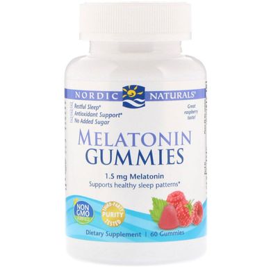 Мелатонін Nordic Naturals Melatonin Gummies Raspberry 1.5 mg 60 жуйок нордик нейчерал