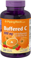 Витамин C Piping Rock Buffered C 1000 mg with Bioflavonoids & Rose Hips 200 каплет