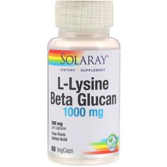 L-лизин и бета-глюкан Solaray L-Lysine Beta Glucan 1000 mg 60 капсул