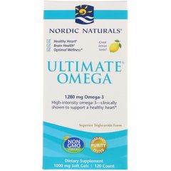 Риб'ячий Жир, Смак Лимона, Nordic Naturals, Ultimate Omega, Lemon, 1,280 мг, 120 капсул