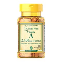 Витамин А Puritan's Pride Vitamin A 2400 mcg (100 капсул) пуританс прайд