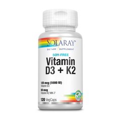 Вітамін Д3 + К2 Solaray Vitamin D3 + K2 soy free 120 капсул