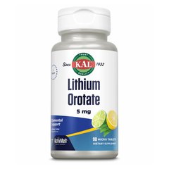 Літій оротат KAL Lithium Orotate 5mg 90 таблеток Lemon Lime