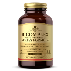 Комплекс вітаміном B з вітаміном C, B-Complex with Vitamin C Stress Formula Solgar 250 таблеток