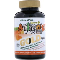 Мультивитамины для Детей, Вкус Апельсина, Animal Parade Gold, Natures Plus, 120 жевательных таблеток