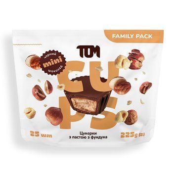 ТОМ Цукерки з пастою фундука чорний шоколад - Family Pack 225 г