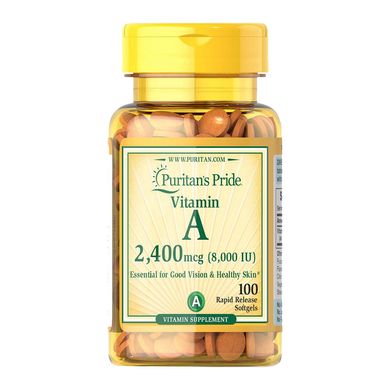 Вітамін А Puritan's Pride Vitamin A 2400 mcg (100 капсул)