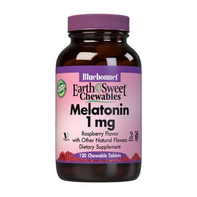 Мелатонін Bluebonnet Nutrition Melatonin 1 mg 120 жувачок Малина