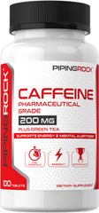 Кофеин Piping Rock Caffeine Plus Green Tea 200 mg 100 таблеток
