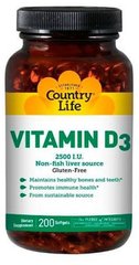 Витамин Д3 Country Life Vitamin D3 2500 IU 60 капсул