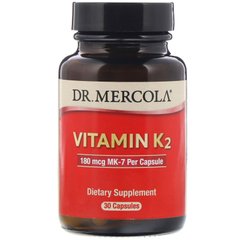 Витамин K2, 180 мкг, Vitamin K2, Dr. Mercola, 30 капсул