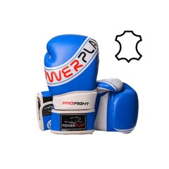 Боксерские перчатки PowerPlay 3023 A сине-белые [натуральная кожа] 16 унций