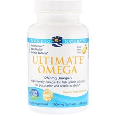 Риб'ячий Жир, Смак Лимона, Nordic Naturals, Ultimate Omega, 1000 мг, 60 м'яких капсул