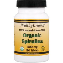 Спирулина Healthy Origins Organic Spirulina 500 mg (180 таб) хелси ориджинс