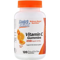 Витамин С с Апельсиновым Вкусом, Vitamin C Gummies, Doctor's Best, 250 мг, 120 желейных конфет