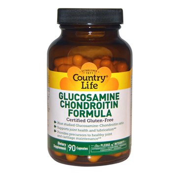 Глюкозамін і хондроїтин, Glucosamine / Chondroitin Formula, Country Life, 90 капсул